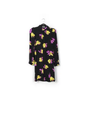 Black floral-printed mini dress