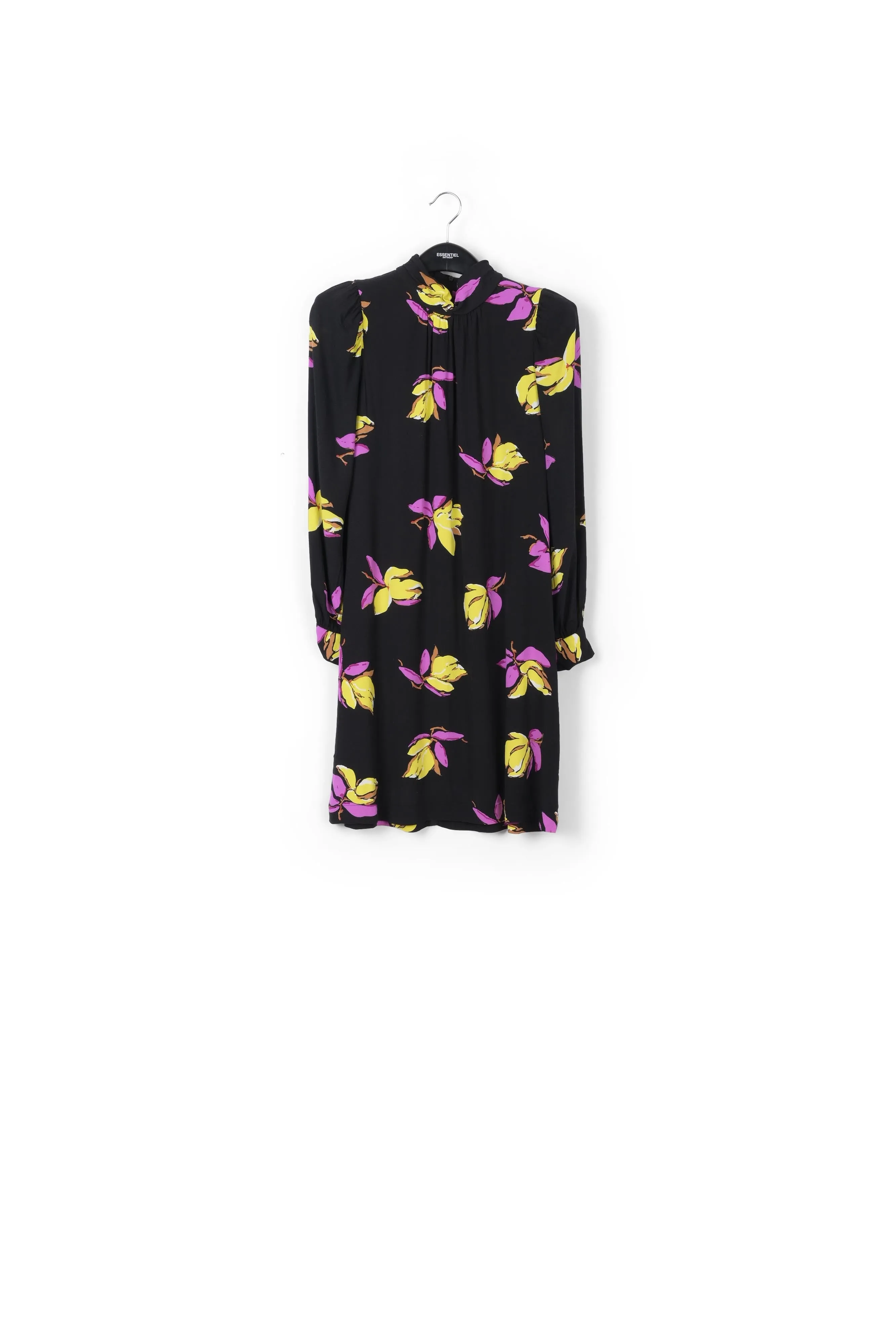 Black floral-printed mini dress