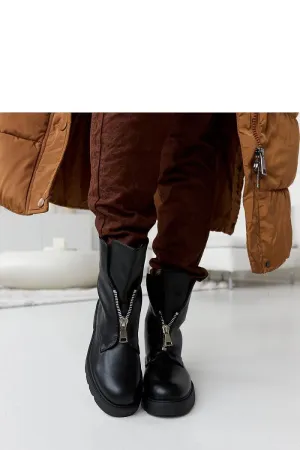 Black insulated ankle boots with a zipper