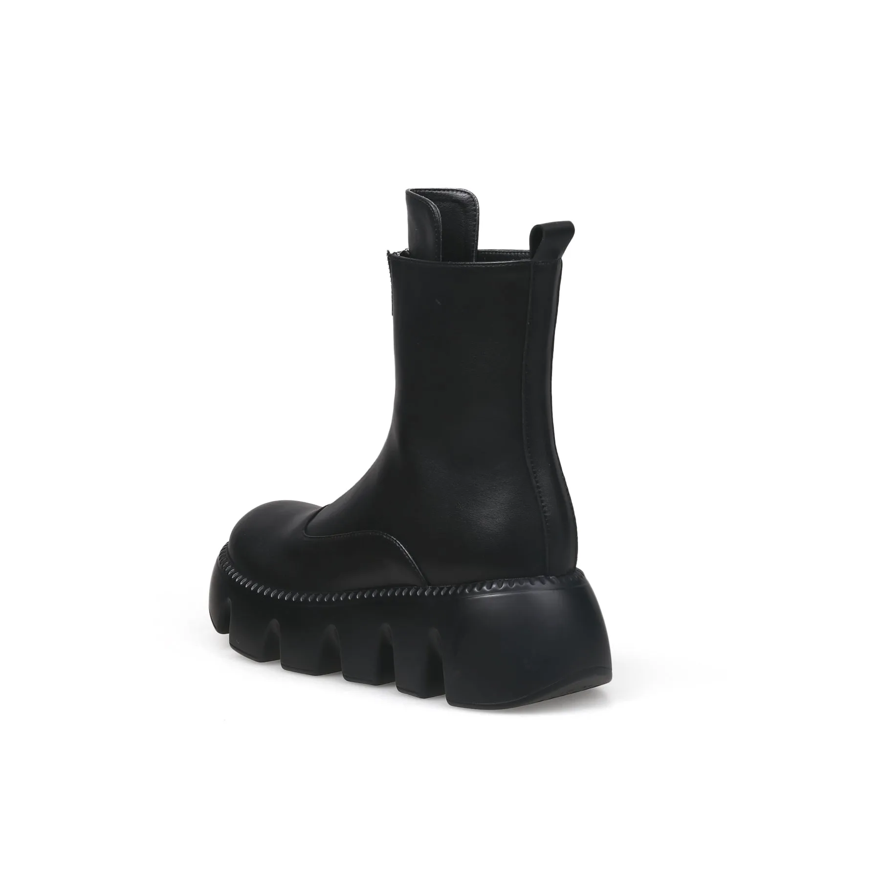Black Leather Front Zip Chelsea Boot