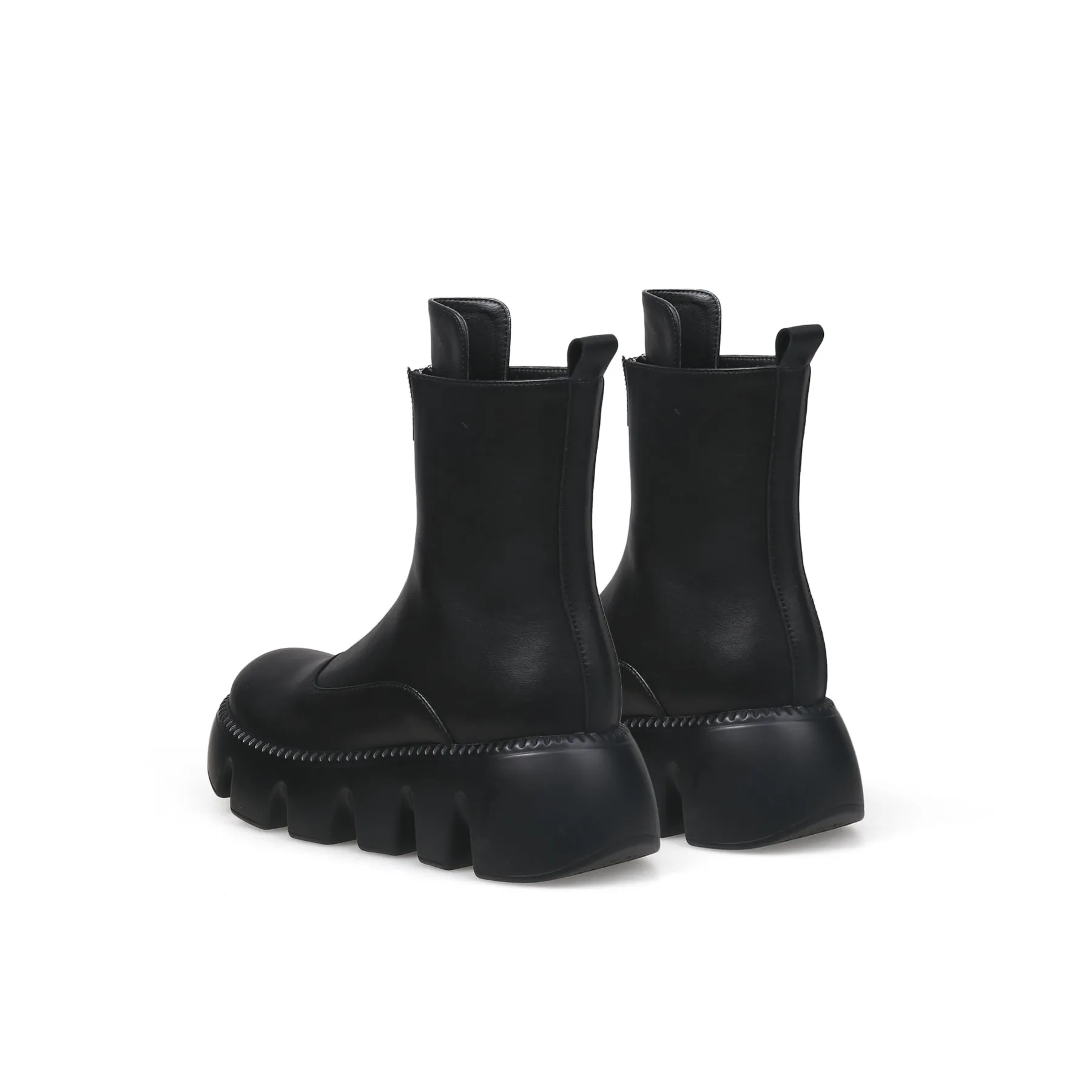 Black Leather Front Zip Chelsea Boot