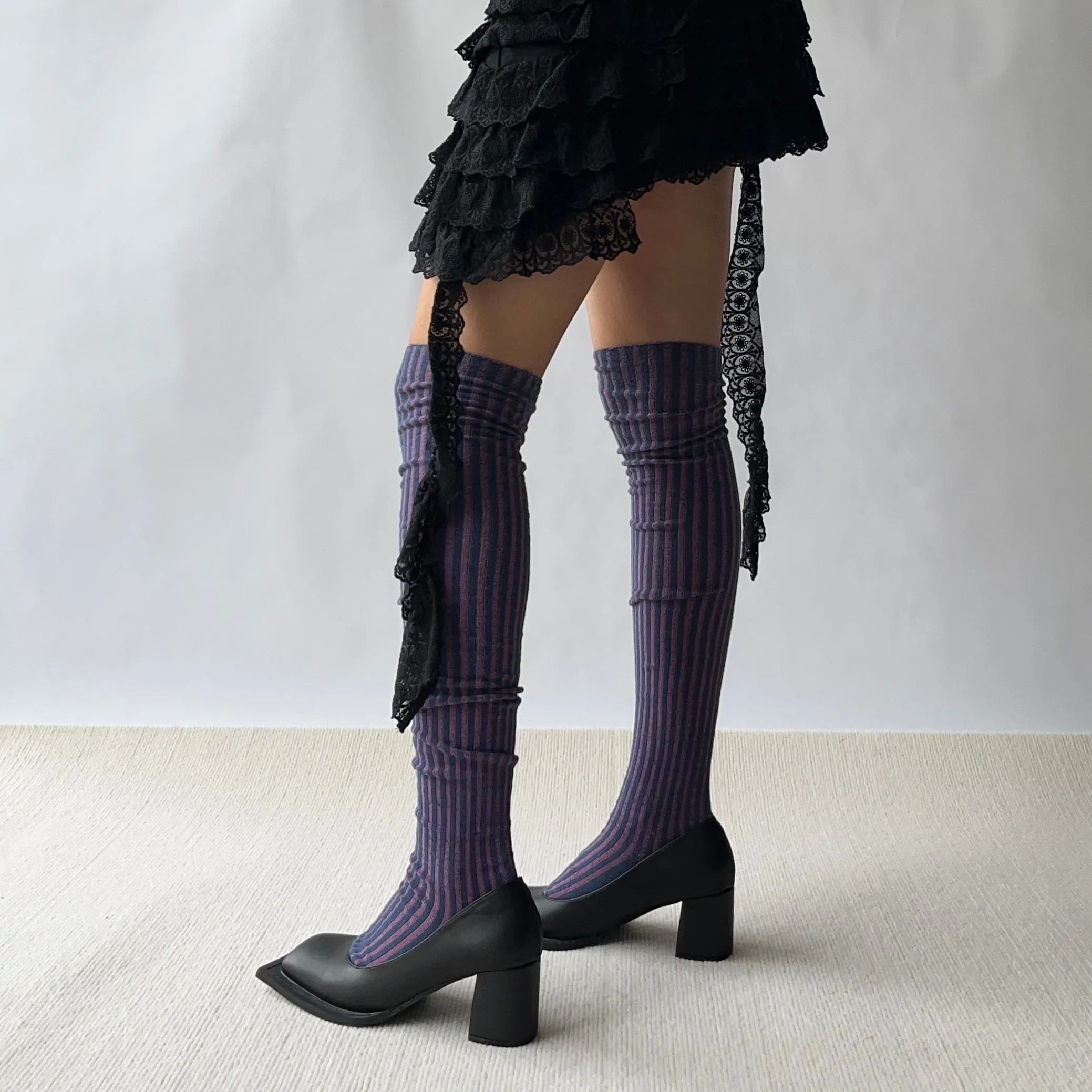 Black Sqaure Toe Chunky Heels