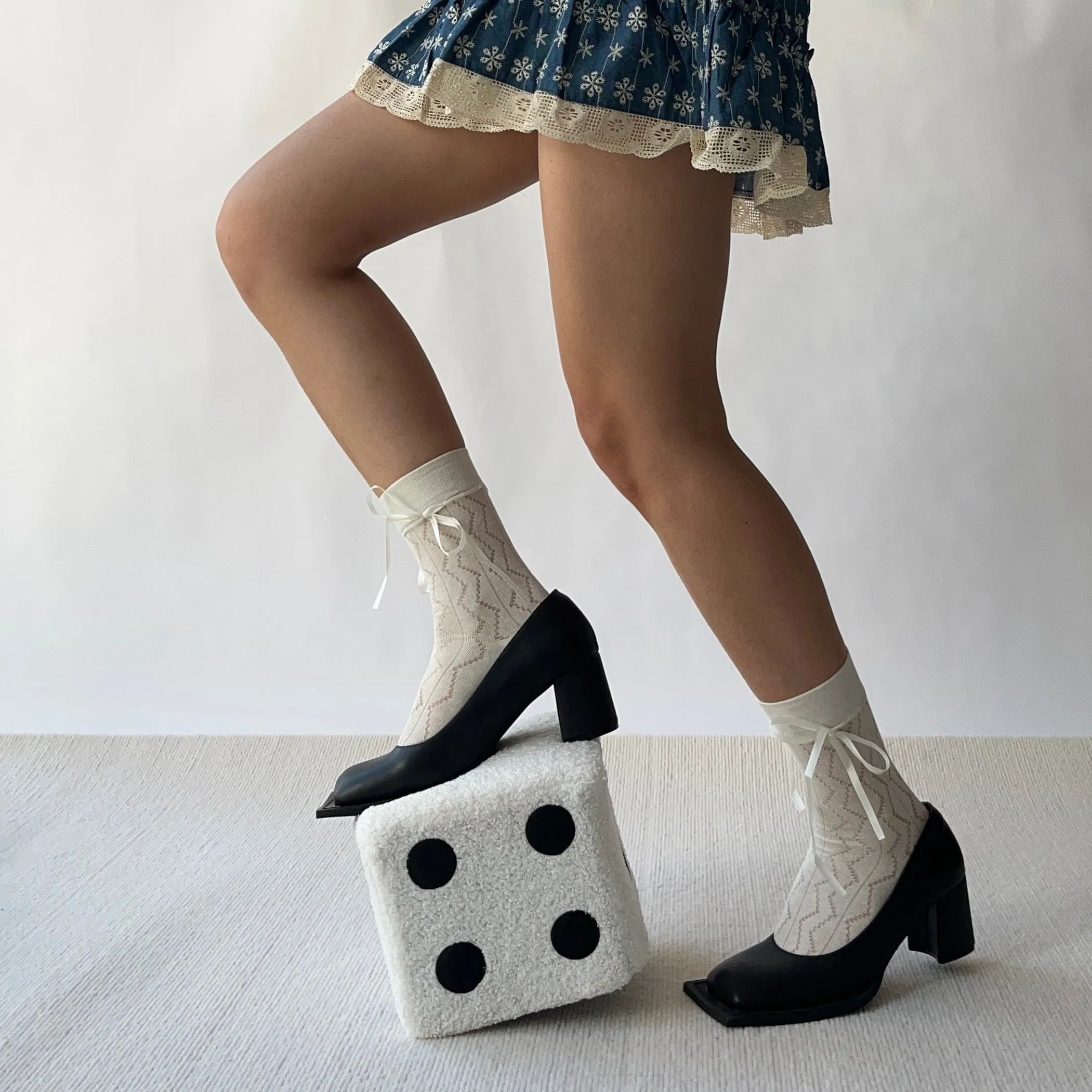Black Sqaure Toe Chunky Heels