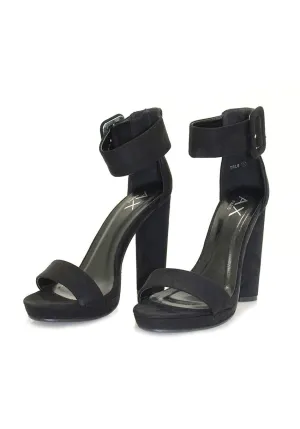 Black Suede Heels With Chunky Heel