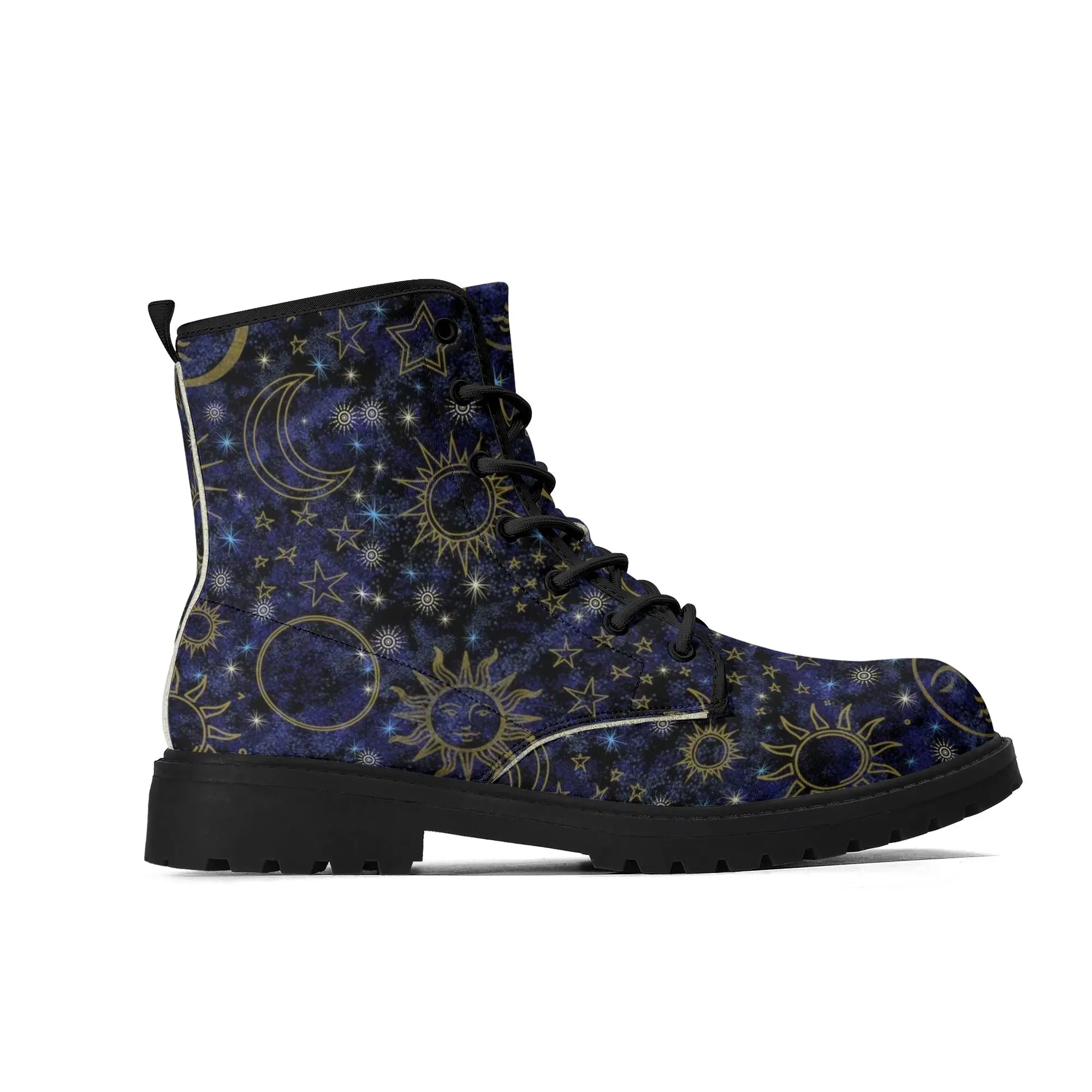 Blue Celestial Night Sky Womens Vegan Boots