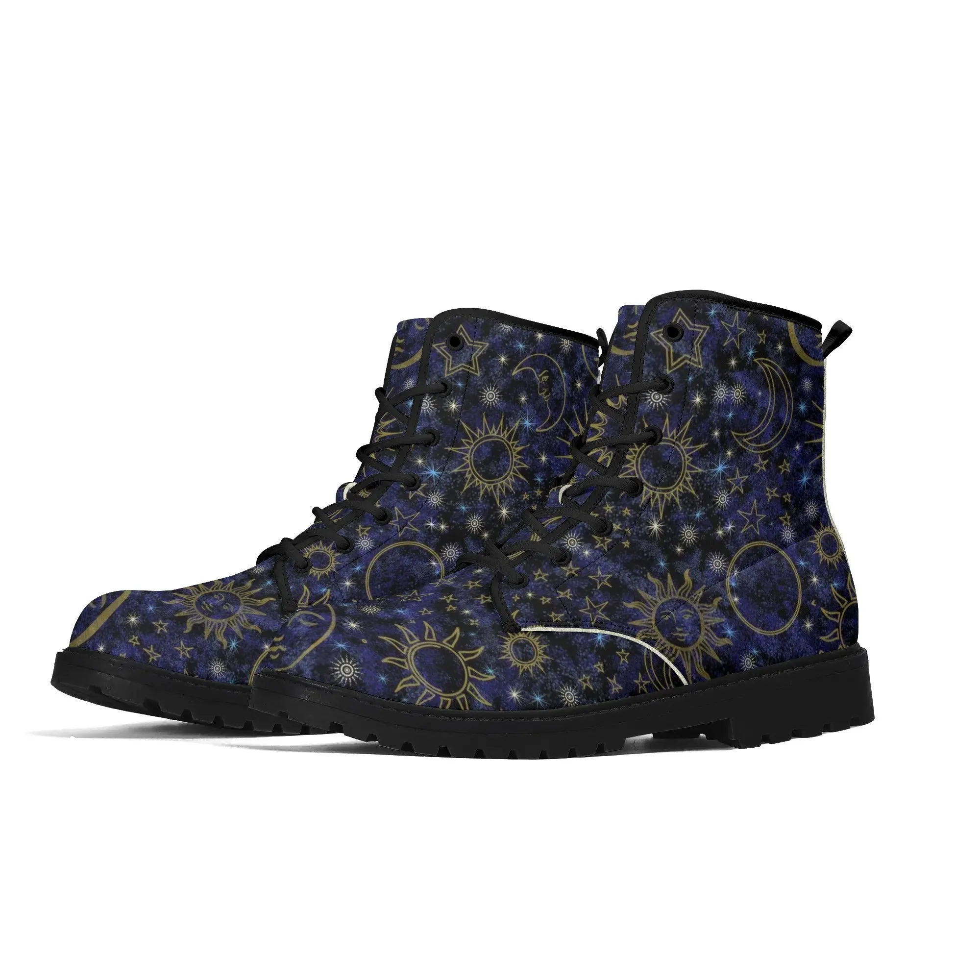 Blue Celestial Night Sky Womens Vegan Boots