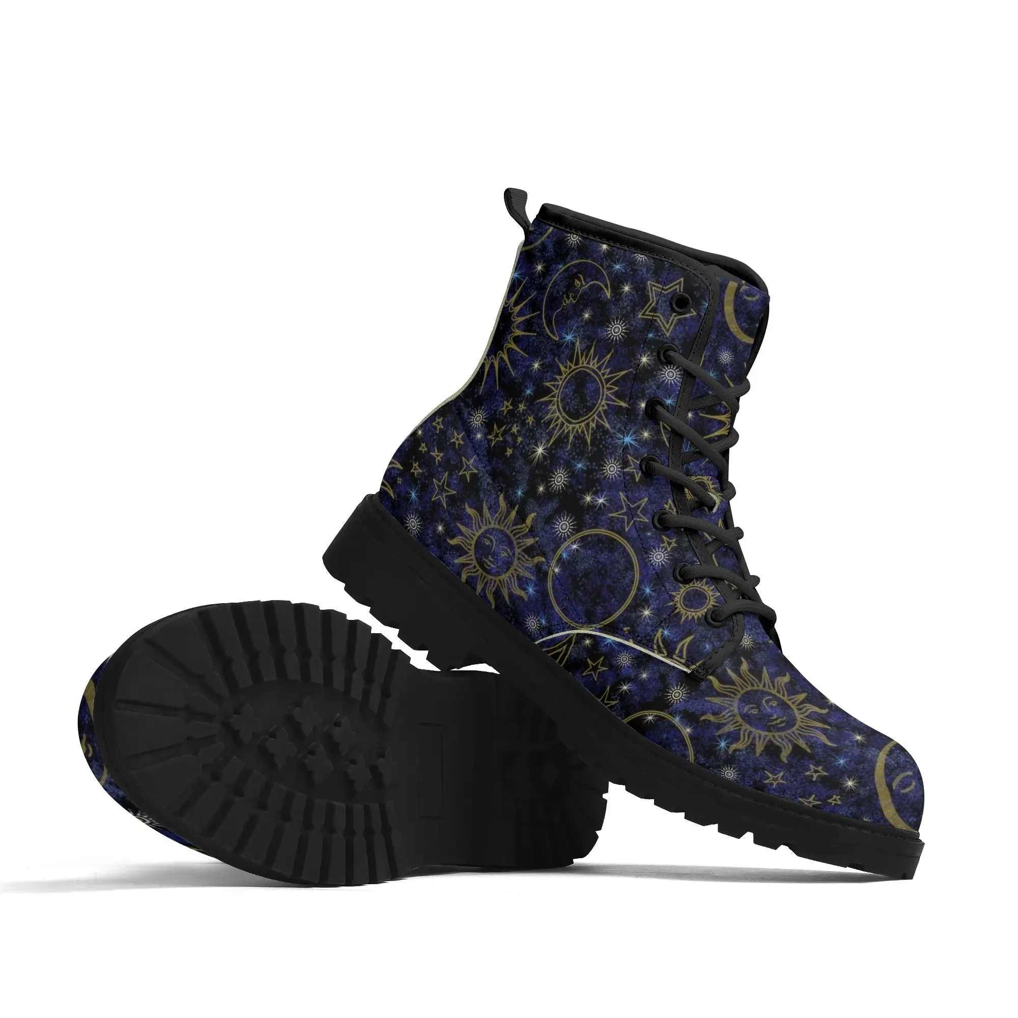 Blue Celestial Night Sky Womens Vegan Boots