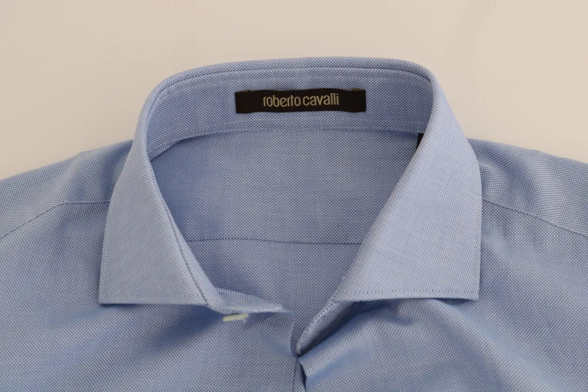 Blue Cotton Slim Fit Dress Shirt