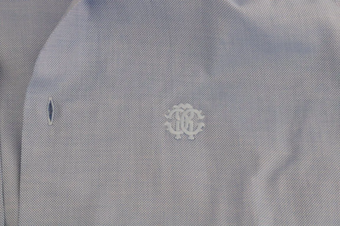 Blue Cotton Slim Fit Dress Shirt