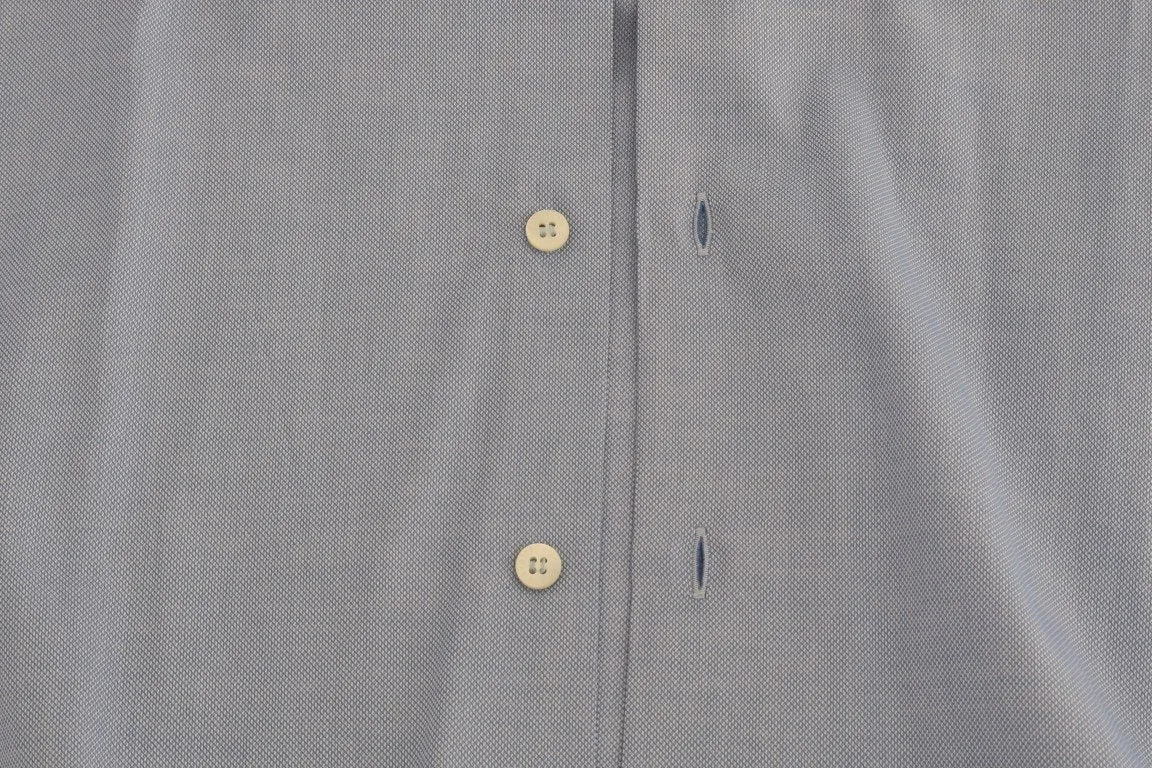 Blue Cotton Slim Fit Dress Shirt
