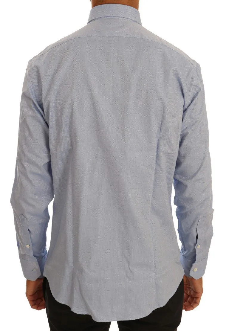 Blue Cotton Slim Fit Dress Shirt