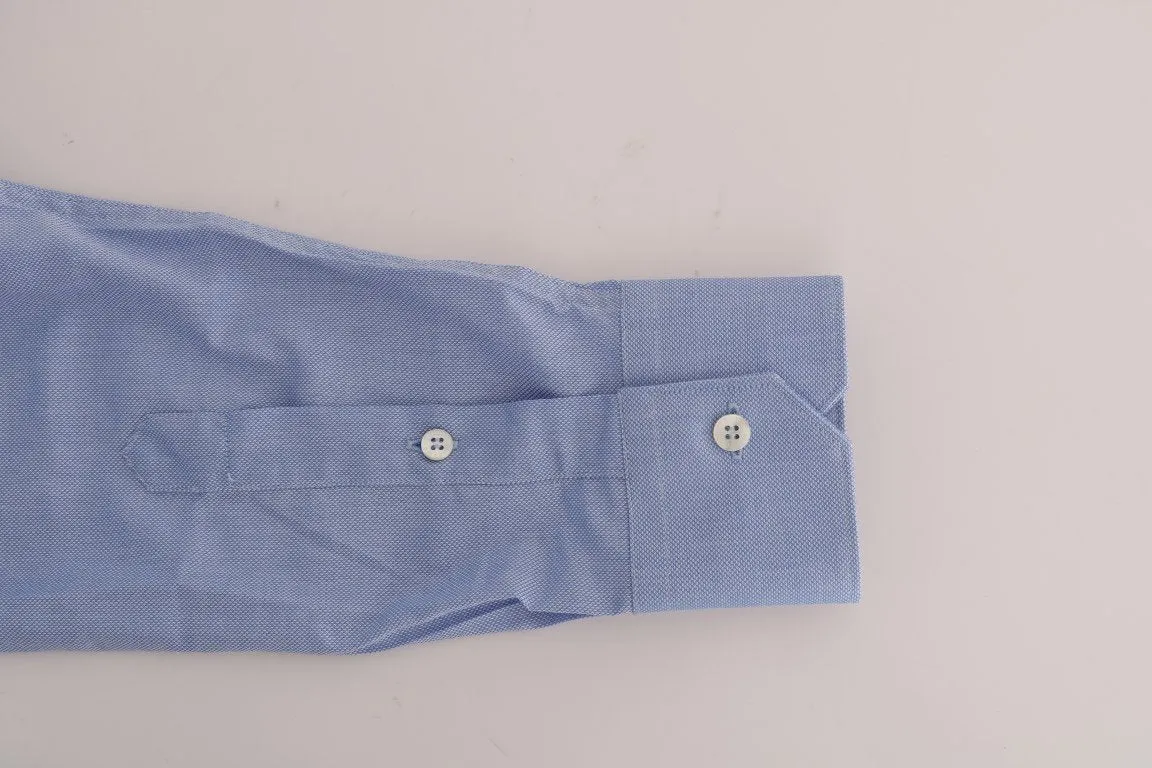 Blue Cotton Slim Fit Dress Shirt