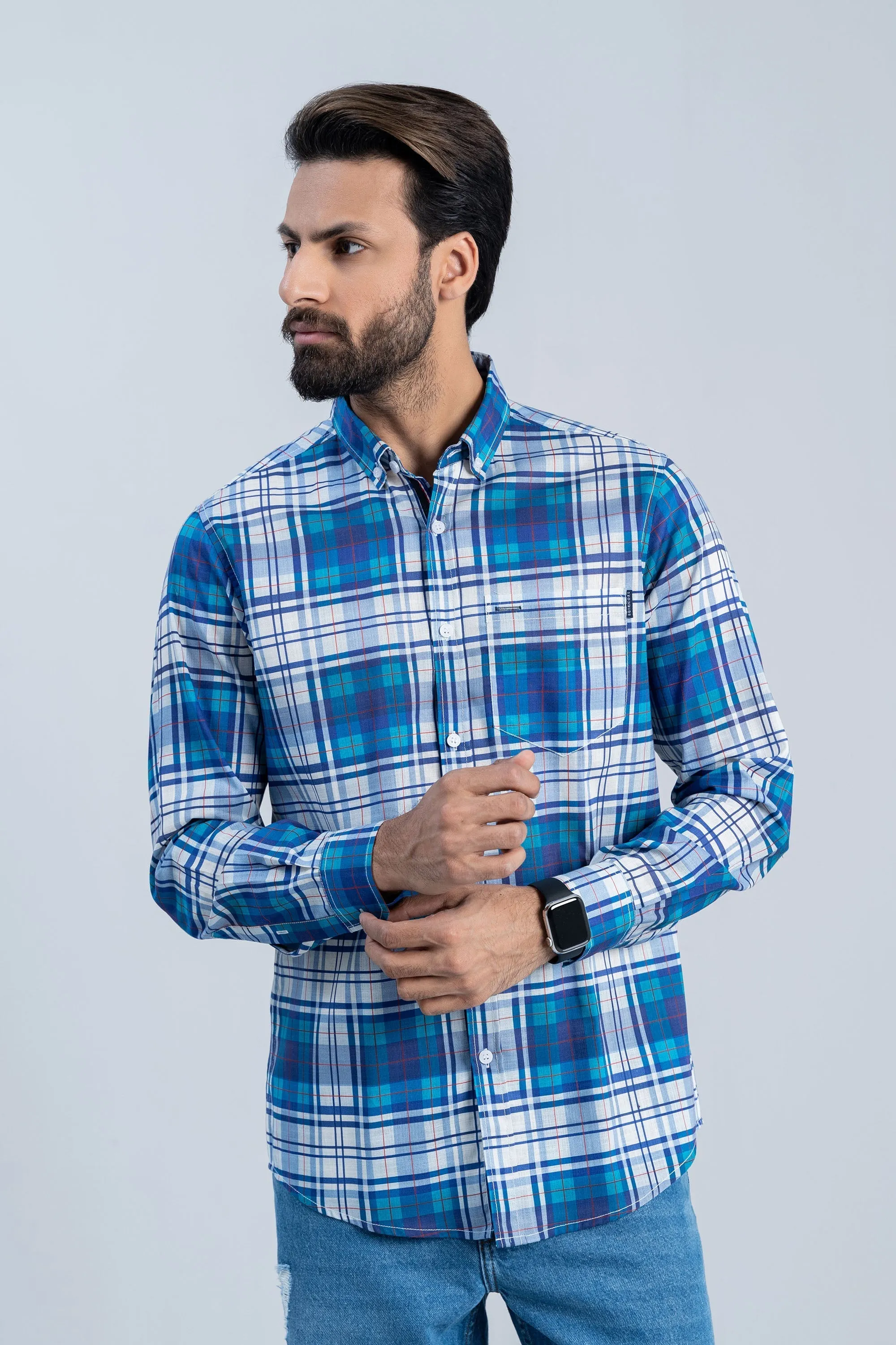 Blue Digital Print Shirt