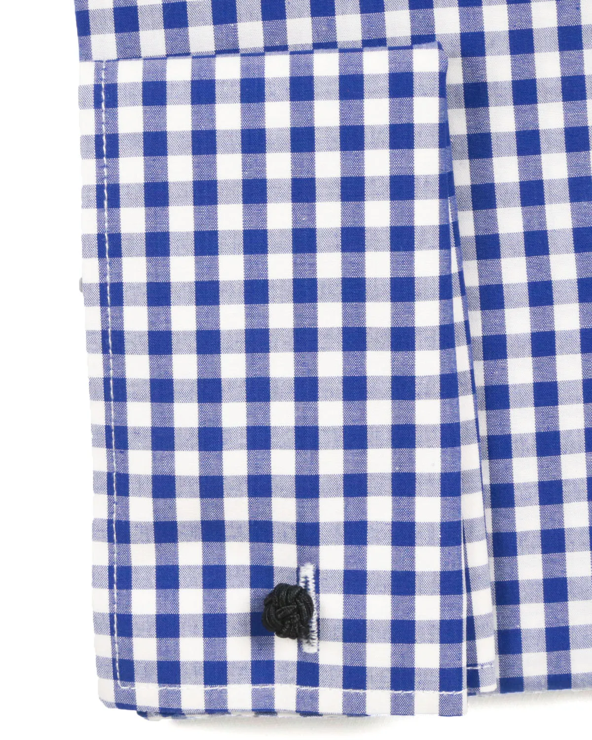 Blue Gingham Check French Cuff Dress Shirt - Regular Fit