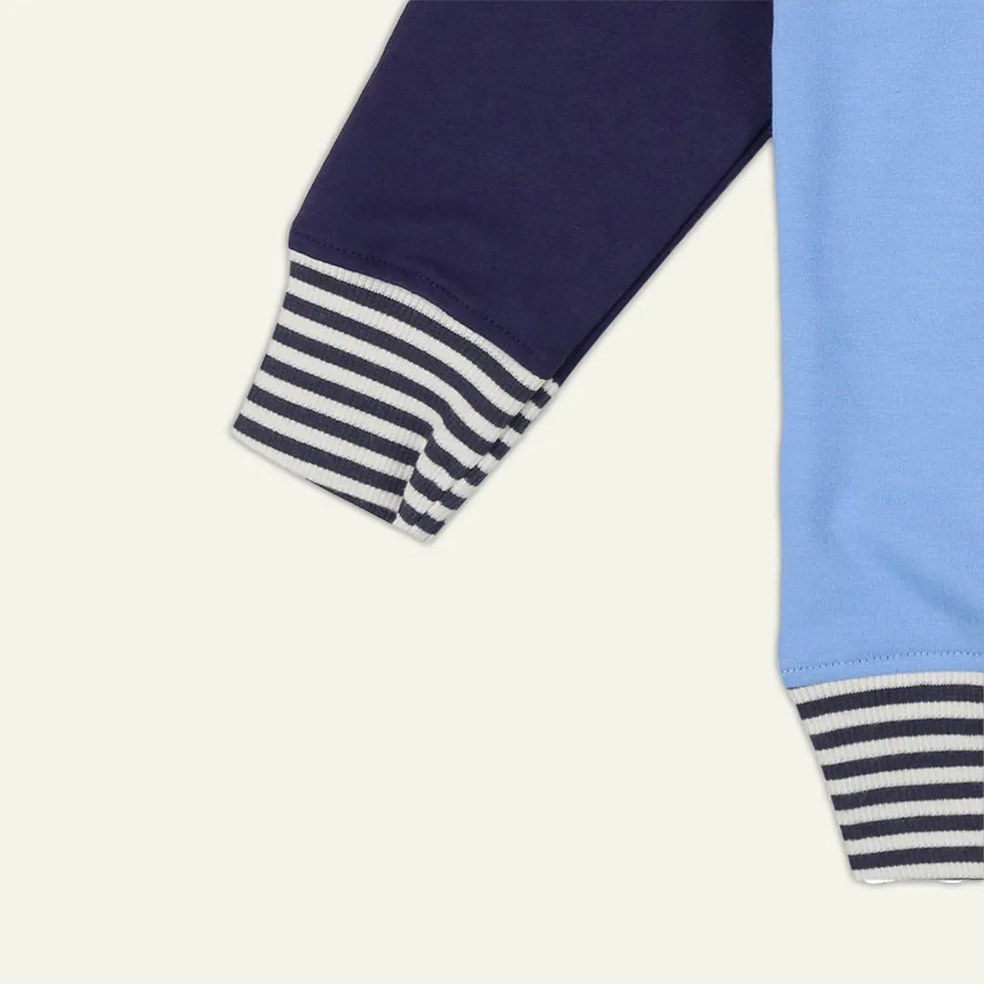 Blue Happy Slogan Print Sweatshirt