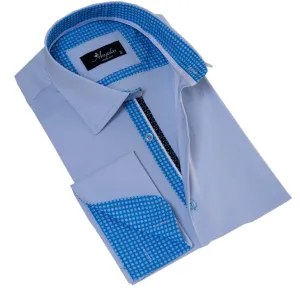 Blue inside Blue White Polka Dot Mens Slim Fit Designer French Cuff