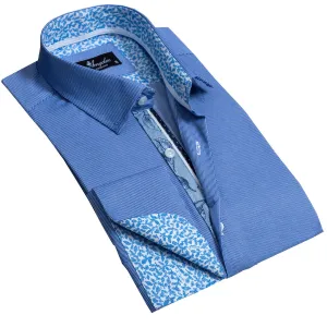 Blue Lines Mens Slim Fit French Cuff Shirts with Cufflink Holes - Casual and Formal