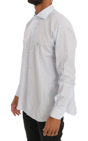 Blue Striped Cotton Slim Fit Shirt