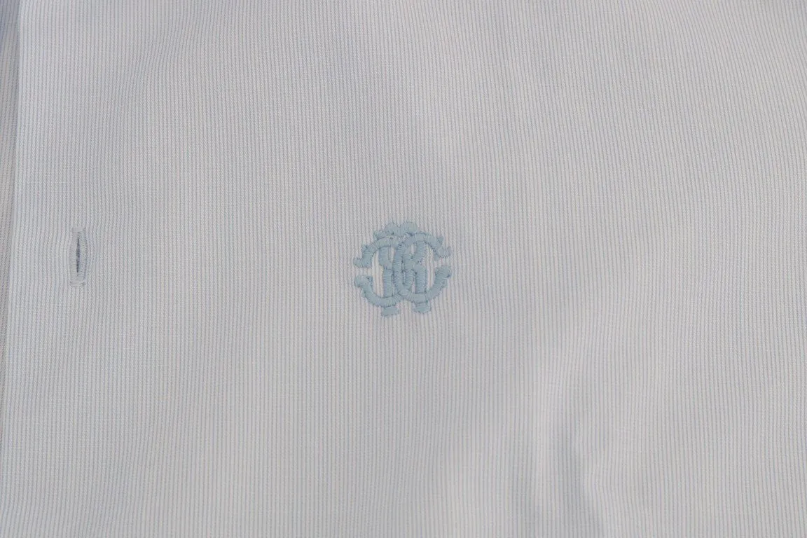 Blue Striped Cotton Slim Fit Shirt
