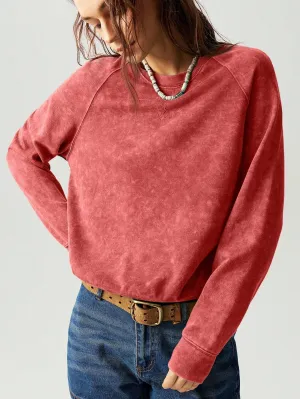 Bohemela Casual Solid Color Crew Neck Raglan Sleeve Long Sleeve Loose Women Sweatshirt