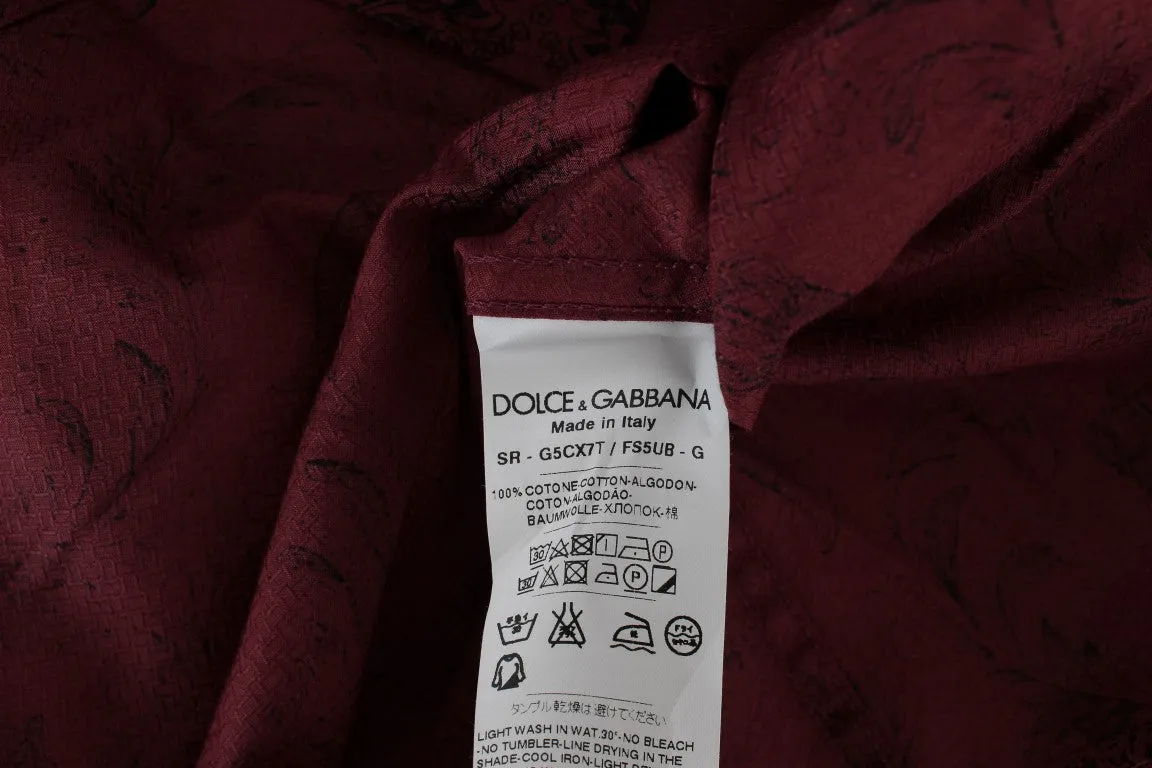 Bordeaux Baroque Print GOLD Slim Fit Shirt