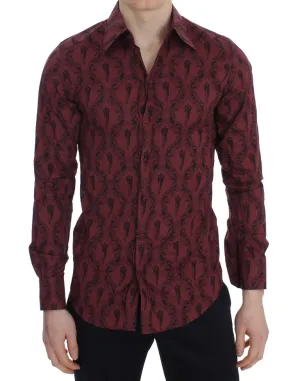 Bordeaux Baroque Print GOLD Slim Fit Shirt