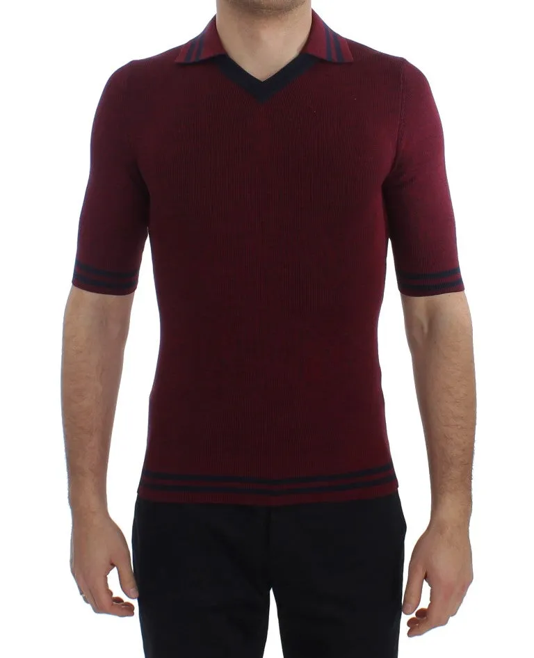 Bordeaux Silk Polo Short Sleeve T-shirt