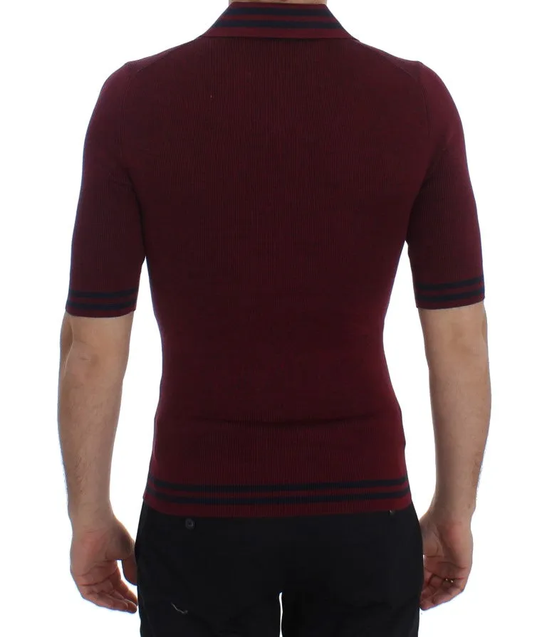 Bordeaux Silk Polo Short Sleeve T-shirt