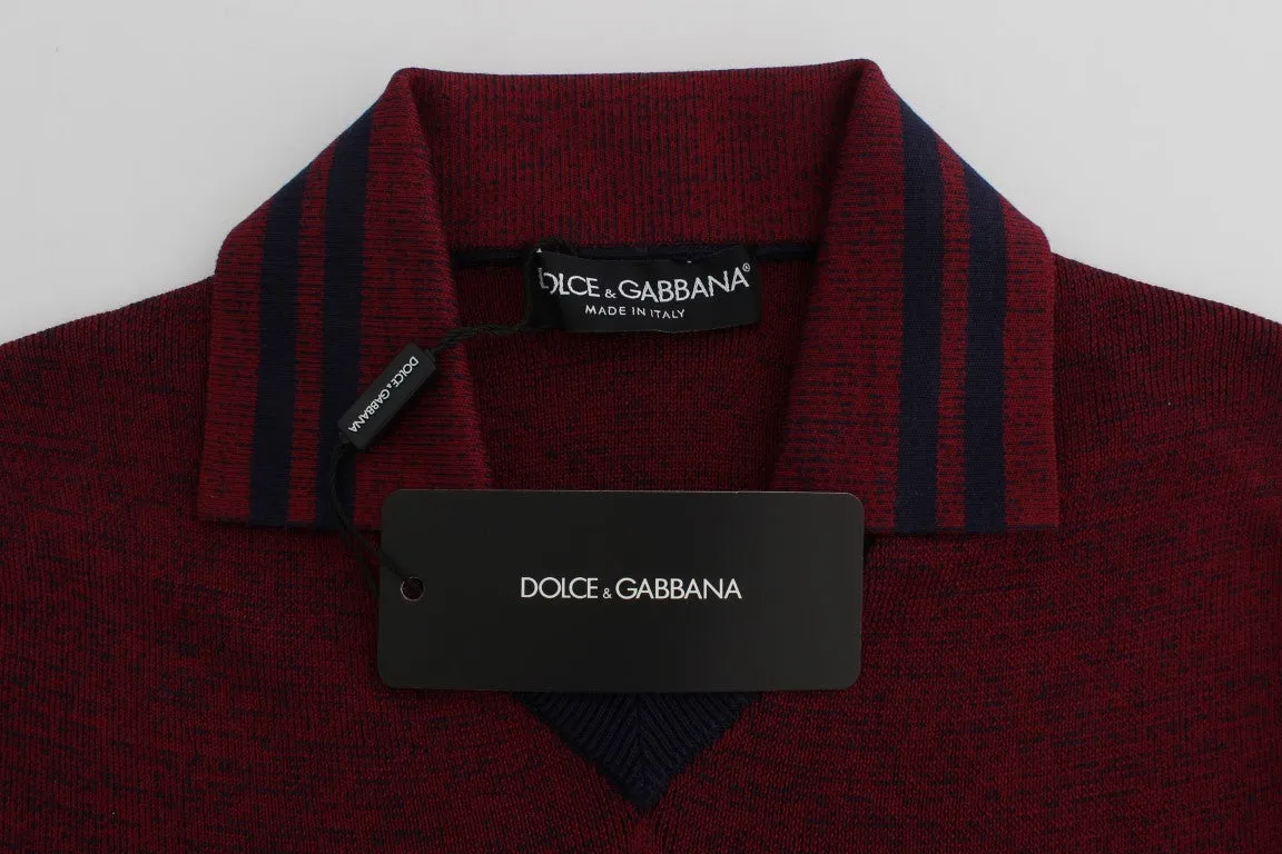 Bordeaux Silk Polo Short Sleeve T-shirt