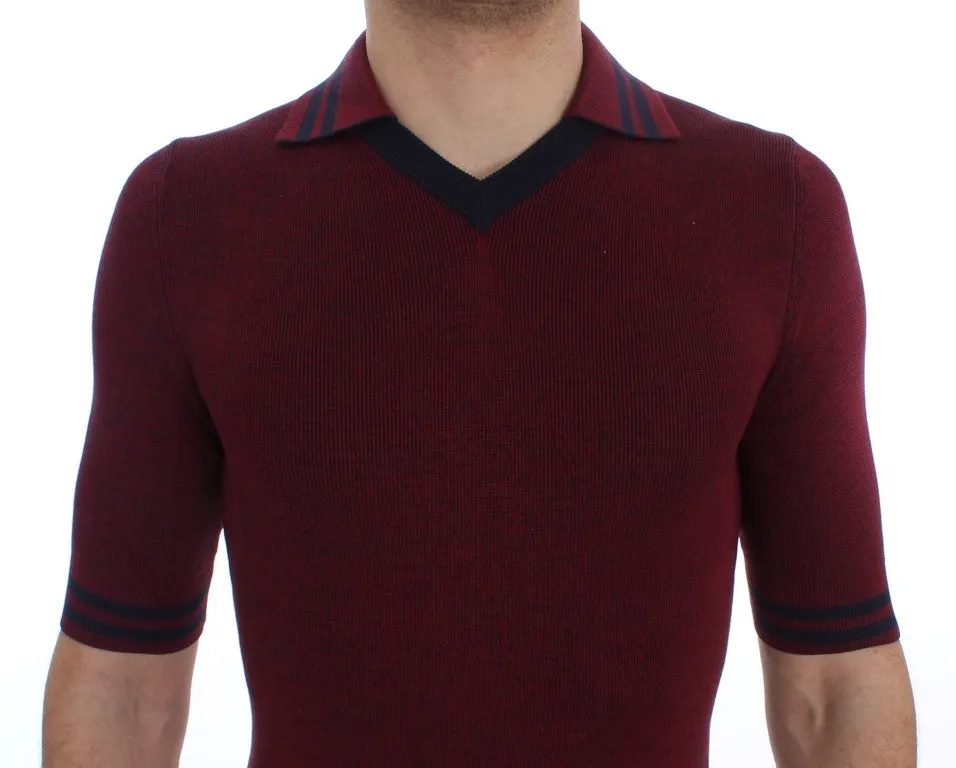 Bordeaux Silk Polo Short Sleeve T-shirt