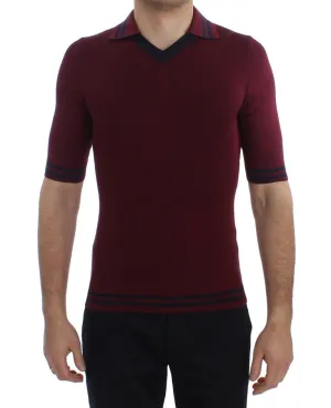 Bordeaux Silk Polo Short Sleeve T-shirt