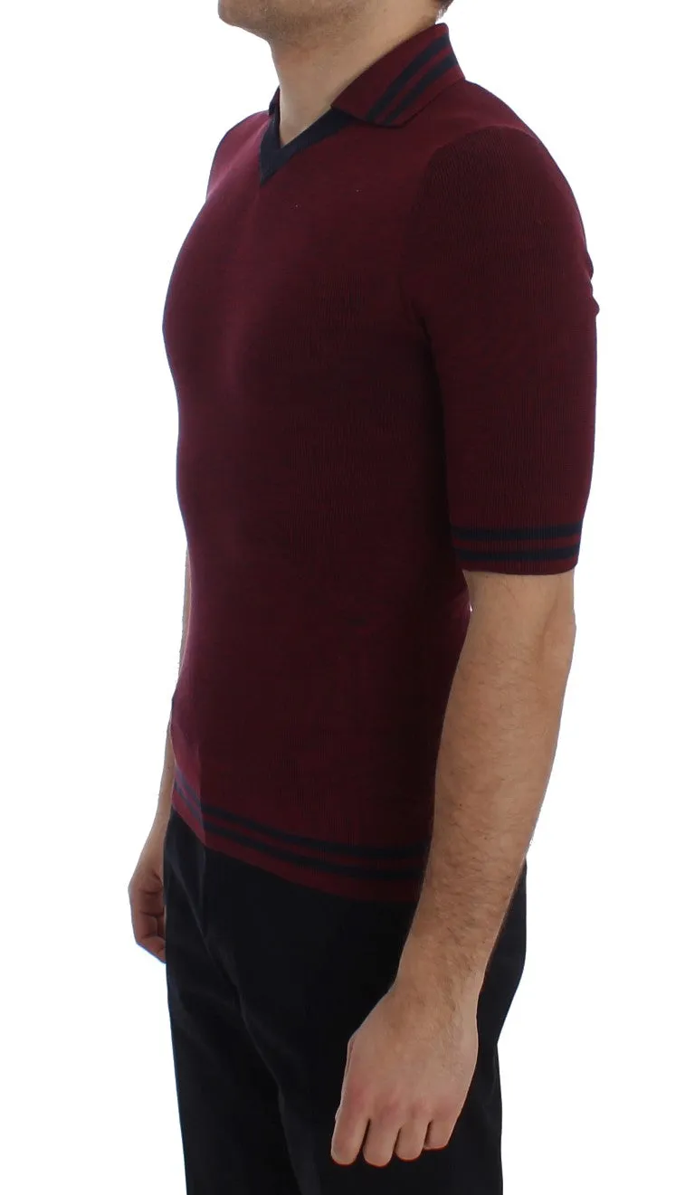 Bordeaux Silk Polo Short Sleeve T-shirt