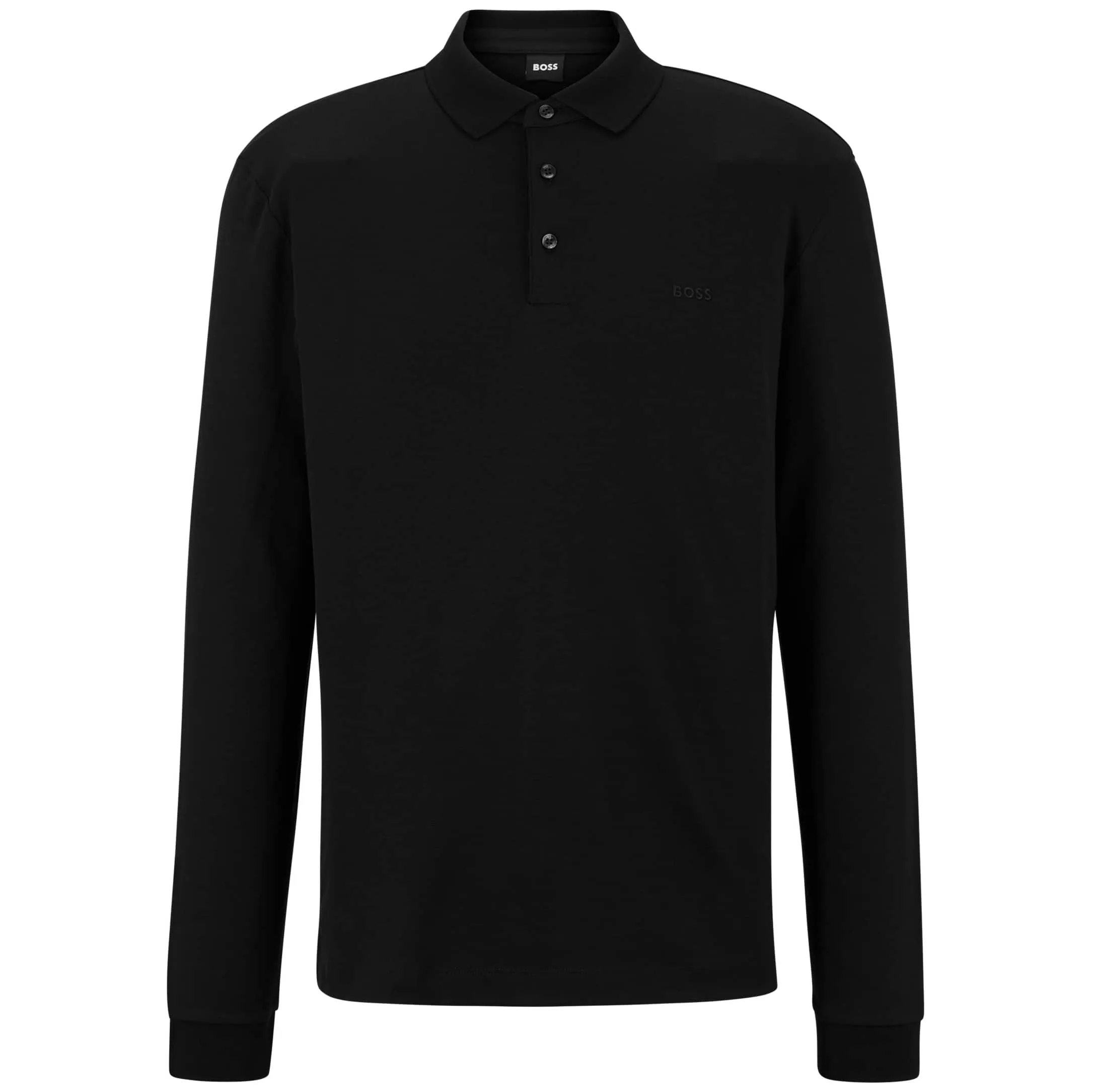 BOSS PADO 30 INTERLOCK-COTTON LONG SLEEVE POLO SHIRT