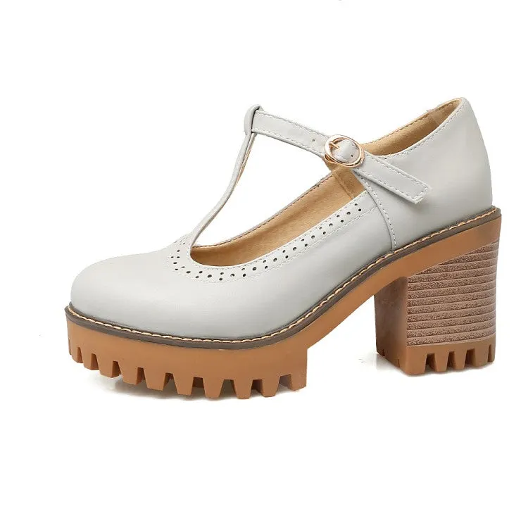 Bow Platform Medium Chunky Heel Shoes for Woman 7815