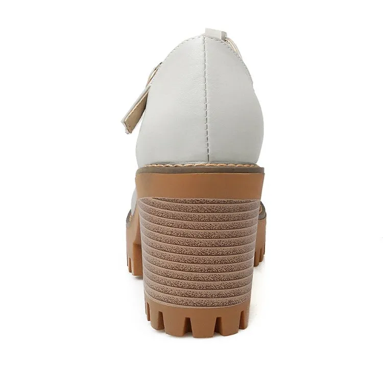 Bow Platform Medium Chunky Heel Shoes for Woman 7815