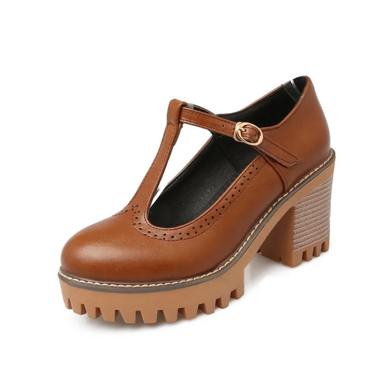 Bow Platform Medium Chunky Heel Shoes for Woman 7815