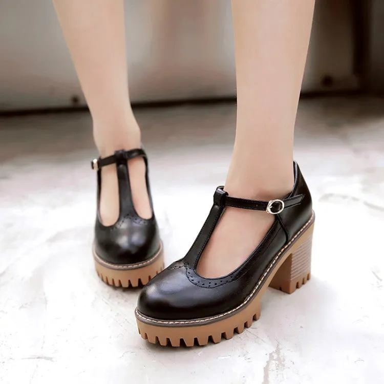 Bow Platform Medium Chunky Heel Shoes for Woman 7815