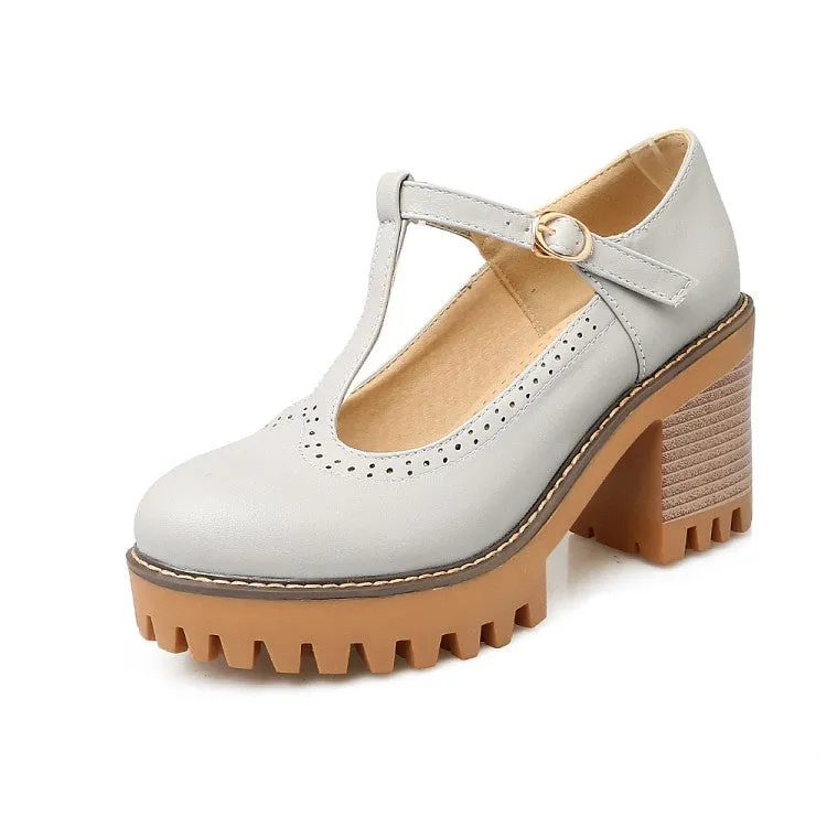 Bow Platform Medium Chunky Heel Shoes for Woman 7815