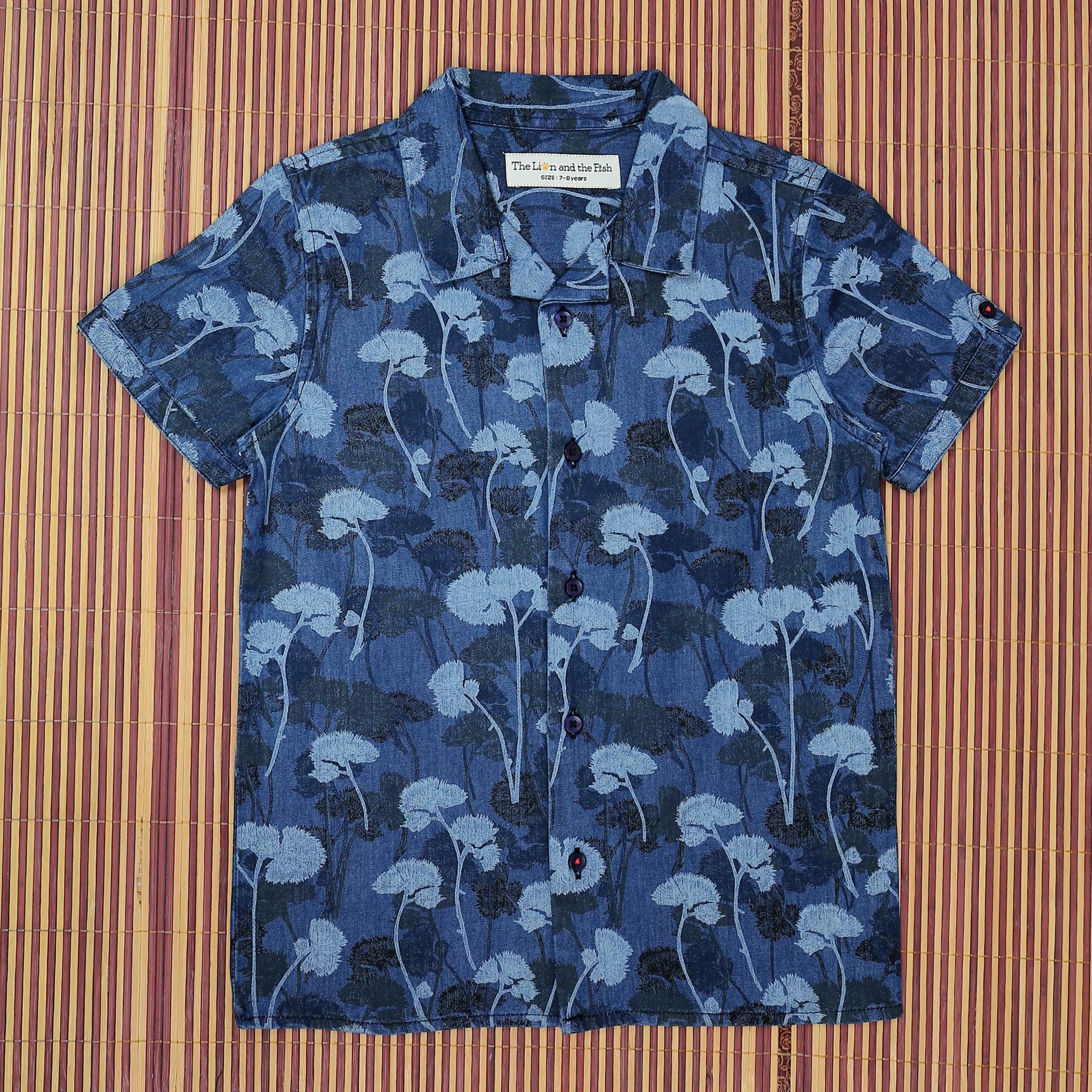 Boys Denim Printed Shirt Oxford Blue