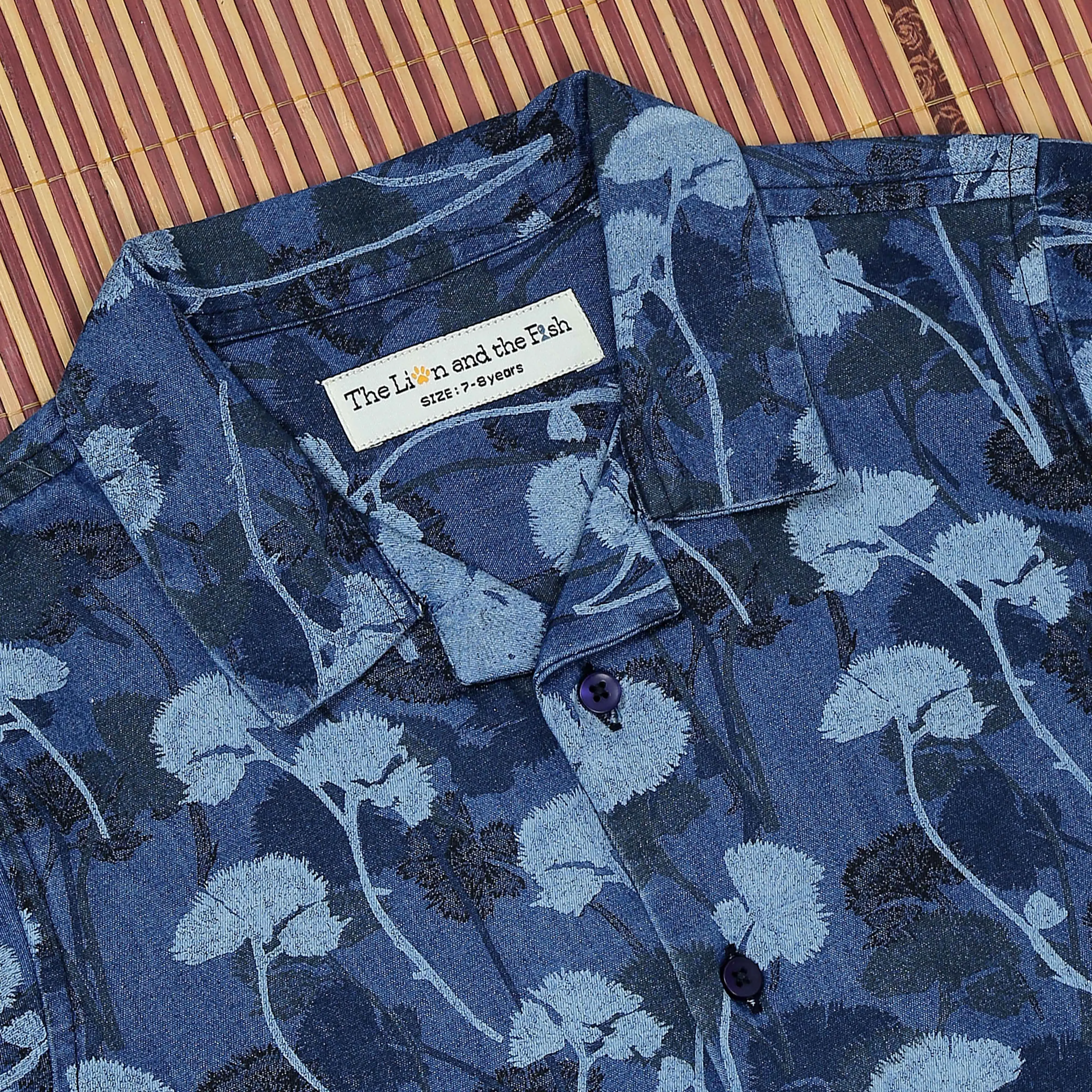 Boys Denim Printed Shirt Oxford Blue