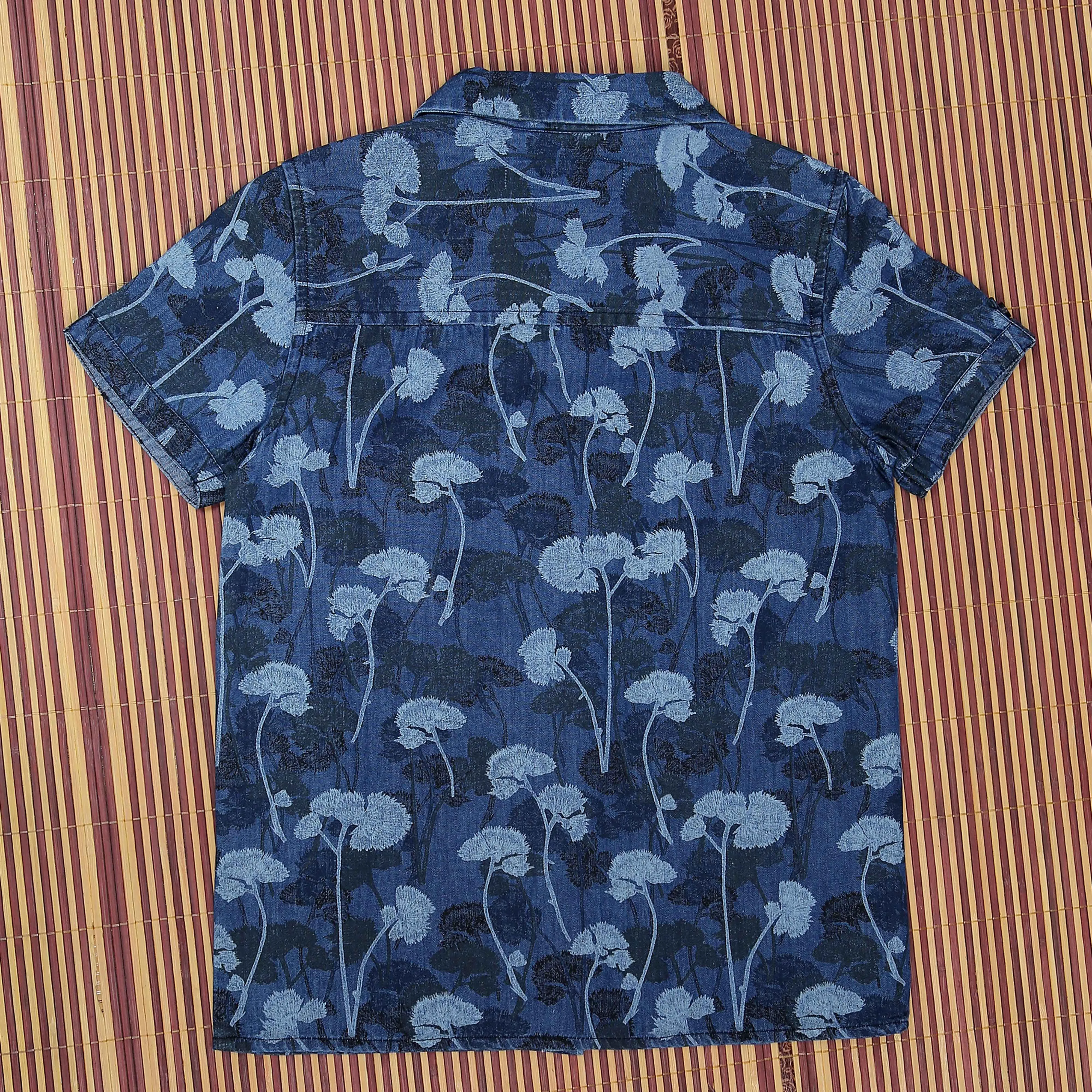 Boys Denim Printed Shirt Oxford Blue