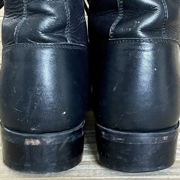 Boys Justin Kittie Fringe Black Leather Casual Vintage Combat Boots Size 5 D GUC