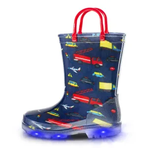 Boys Light Up Waterproof Boots with Handles