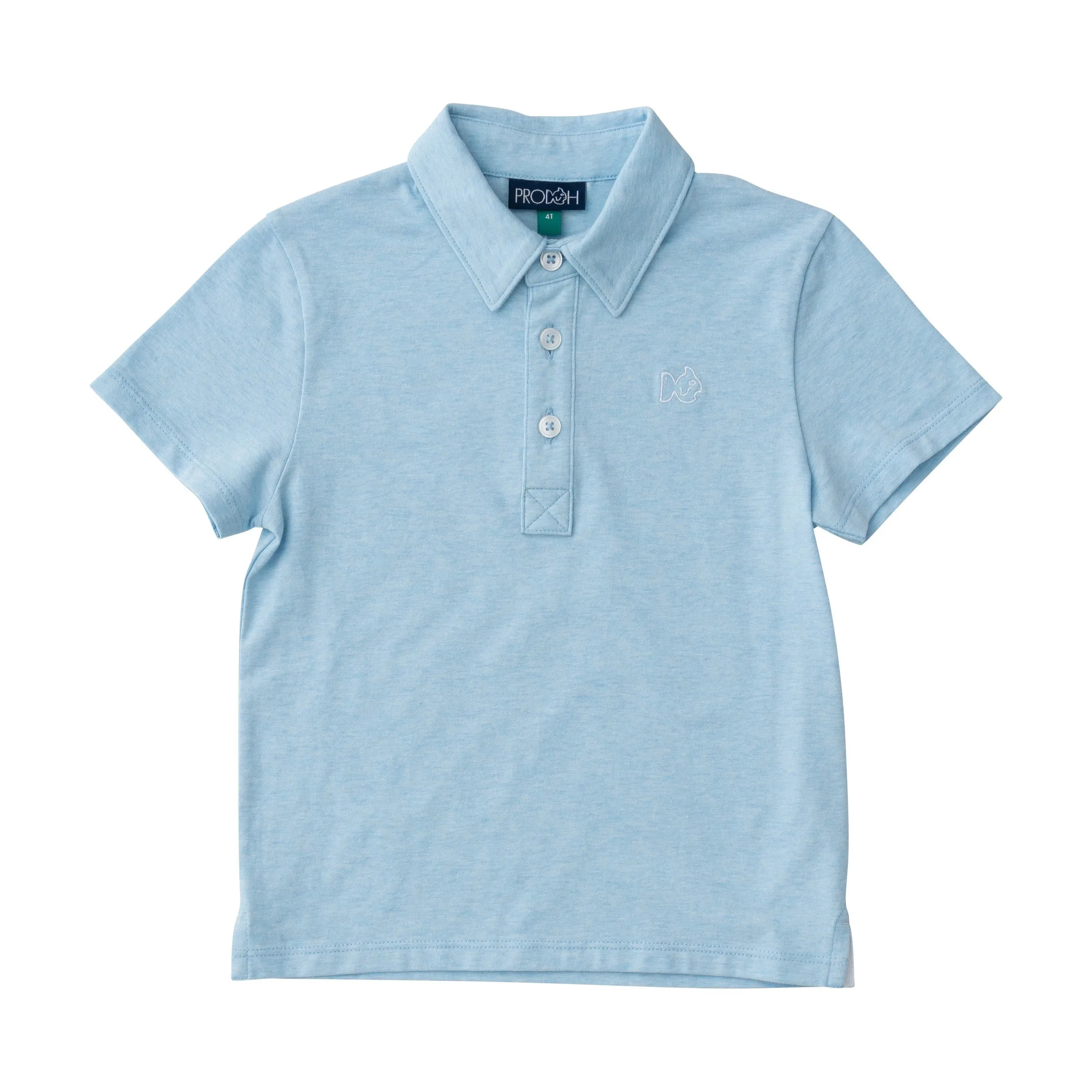 Boys Short Sleeve Too Cool for School Heathered Polo Shirt in Clear Sky Heather