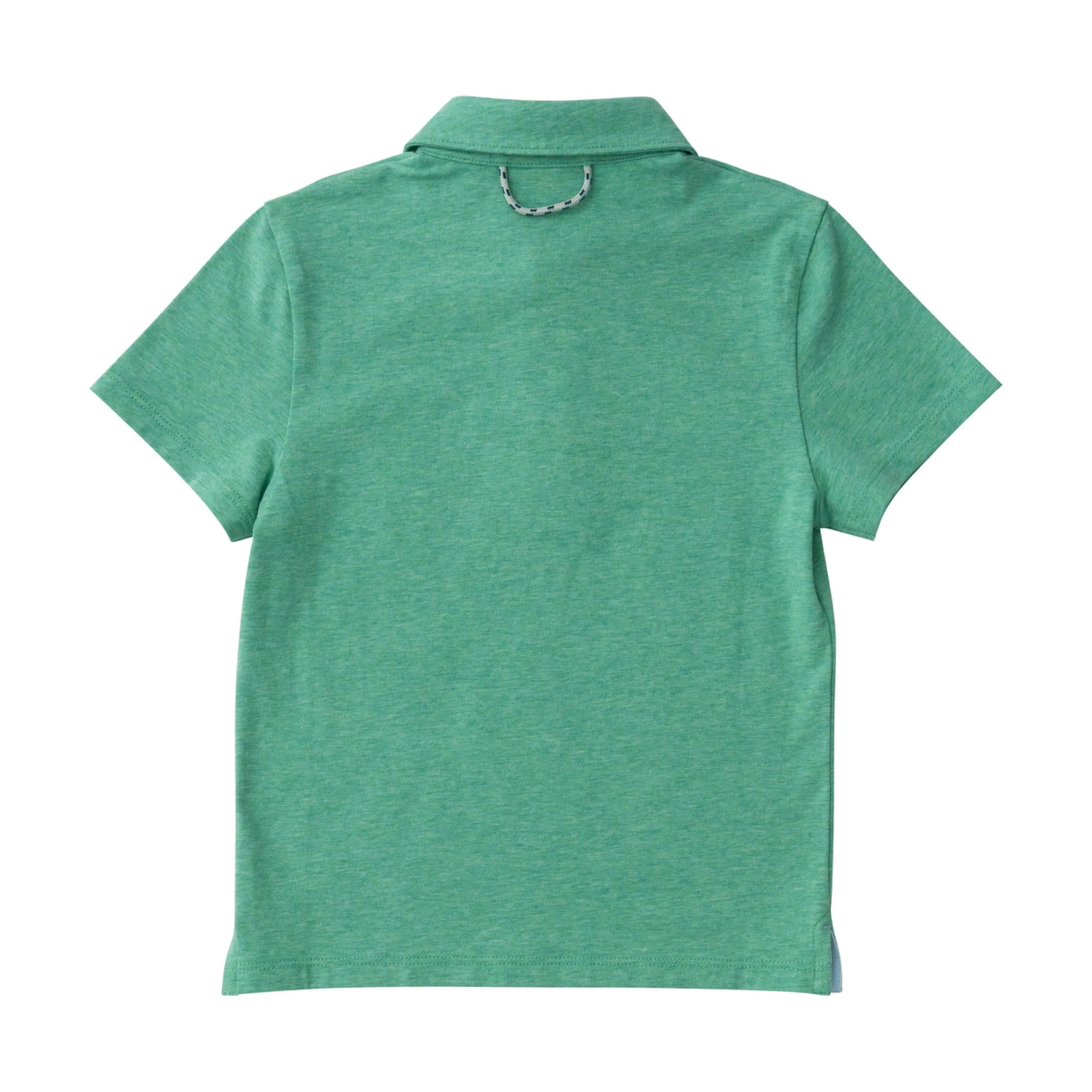 Boys Short Sleeve Too Cool for School Heathered Polo Shirt in Green Spruce Heather