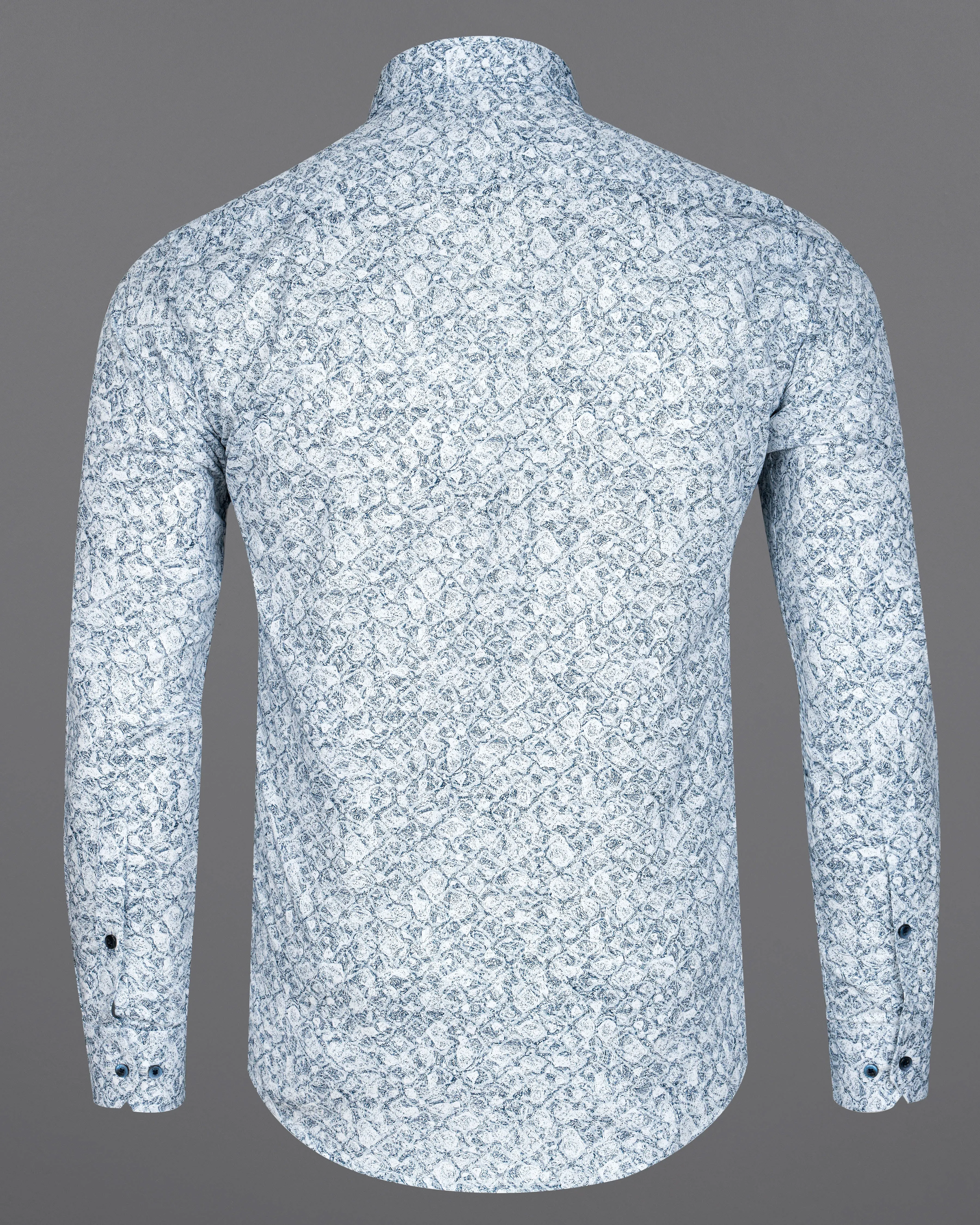 Bright White with Zodiac Blue Printed Royal Oxford Shirt