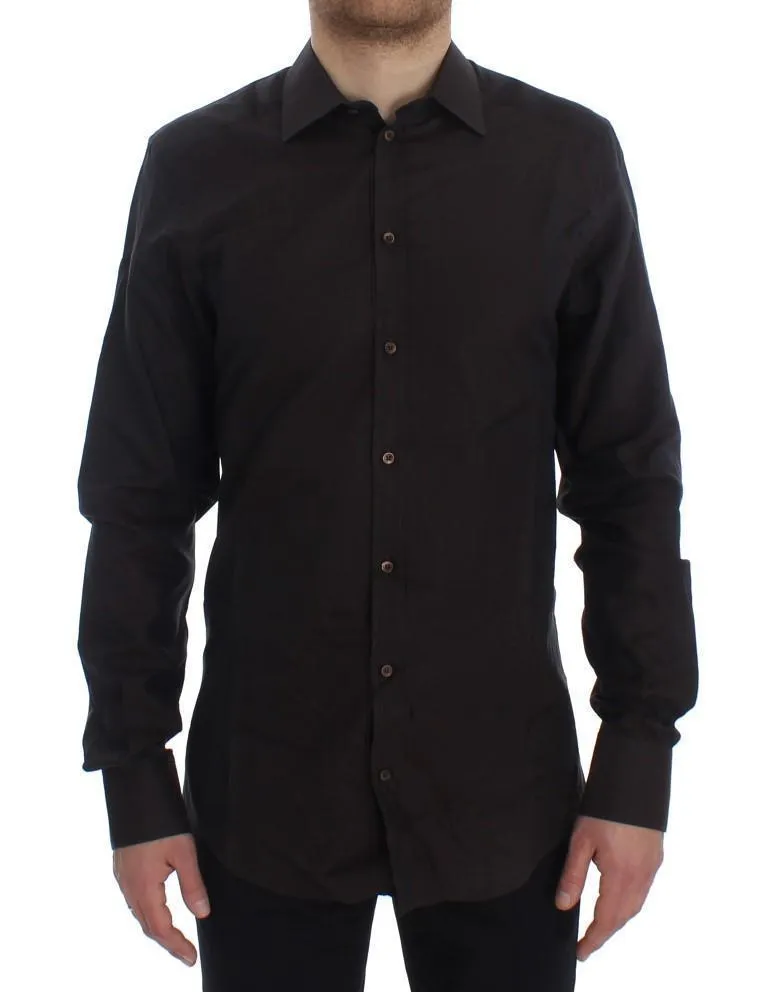 Brown Cotton Slim Fit GOLD Shirt