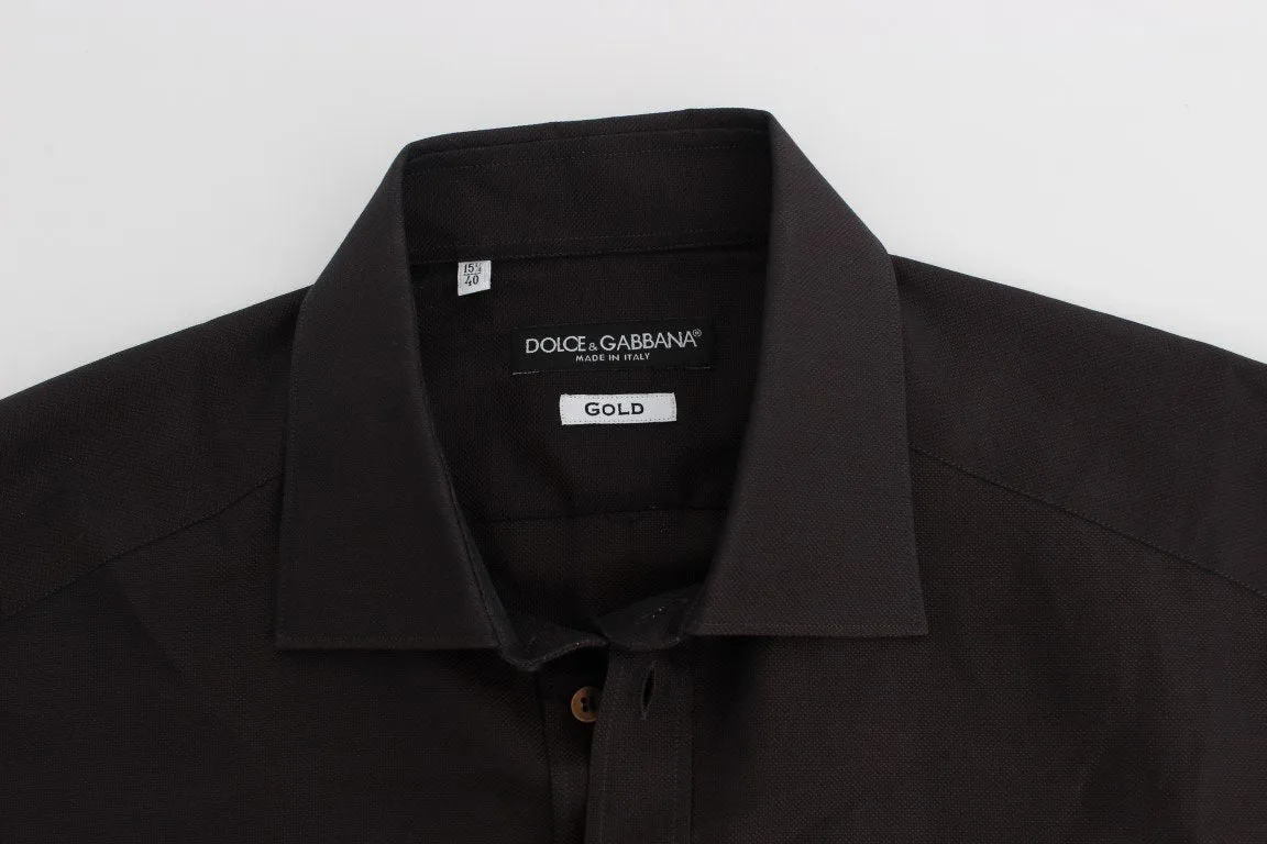 Brown Cotton Slim Fit GOLD Shirt