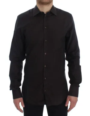 Brown Cotton Slim Fit GOLD Shirt