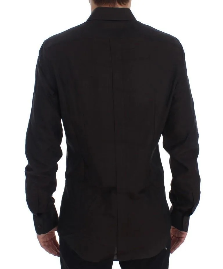Brown Cotton Slim Fit GOLD Shirt